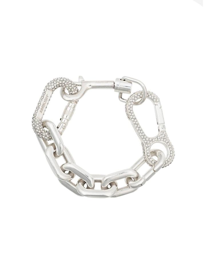 Ambush Metallic Crystal-embellished Silver Chain Bracelet