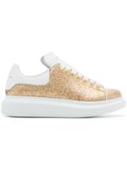 Alexander Mcqueen Gold Oversized Leather Glitter Sneakers - White