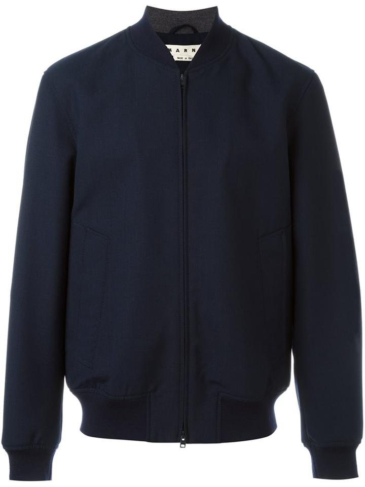 Marni Bomber Jacket, Men's, Size: 48, Blue, Cotton/wool