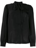 Michael Kors Collection Silk Pussybow Blouse - Black
