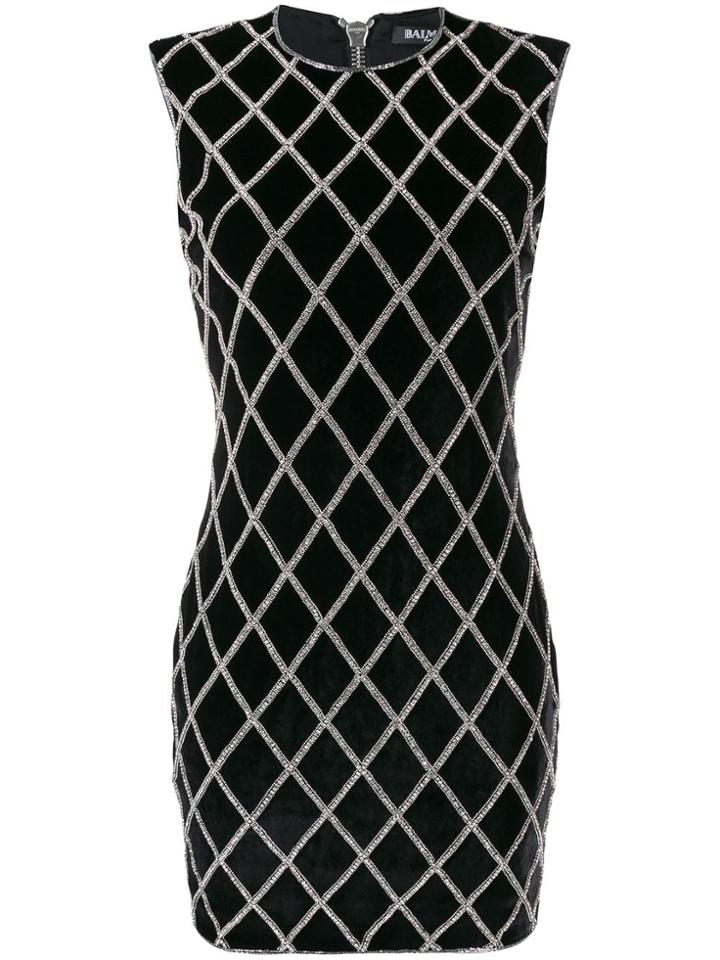 Balmain Embroidered Mini Dress - Black