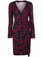 Dvf Diane Von Furstenberg Leaf Print Wrap Dress - Black