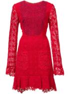 Monique Lhuillier Panelled Lace Dress, Women's, Size: 4, Red, Nylon/spandex/elastane/cotton