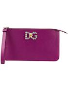 Dolce & Gabbana Embellished Logo Clutch Bag - Purple
