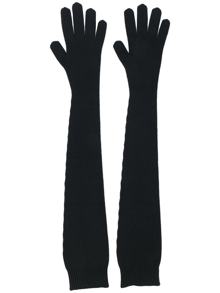 Dolce & Gabbana Long Knitted Cashmere Gloves - Black