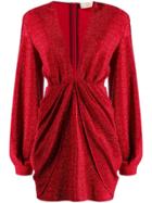 Sara Battaglia Plunge-neck Dress - Red