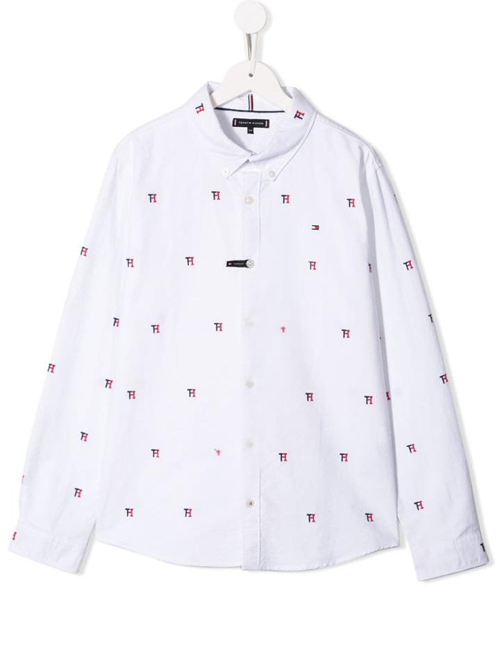 Tommy Hilfiger Junior Teen Embroidered Th Logo Shirt - White