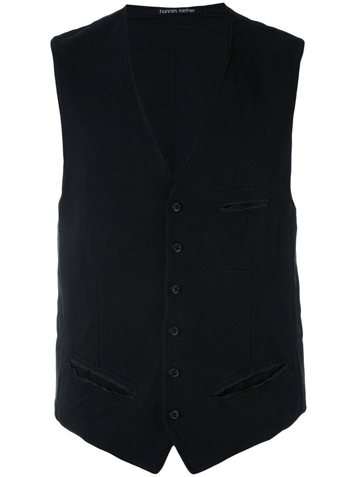 Hannes Roether - Knitted Waistcoat - Men - Cotton/wool - S, Black, Cotton/wool