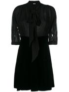 Miu Miu Sheer Top Tie Neck Dress - Black