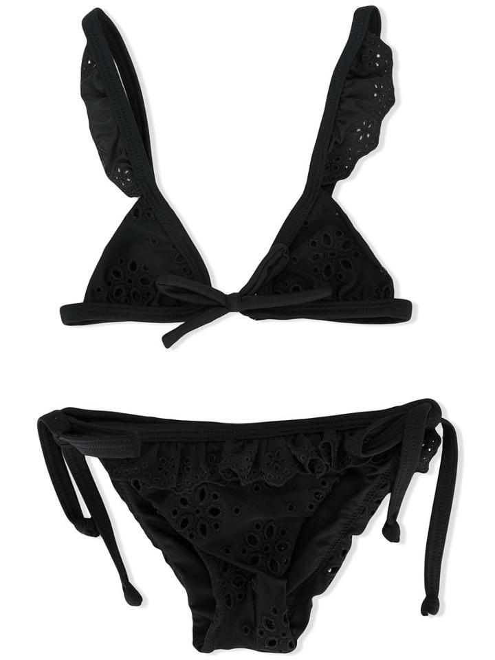 Monnalisa - Embroidered Bikini Set - Kids - Polyester/spandex/elastane - 5 Yrs, Black