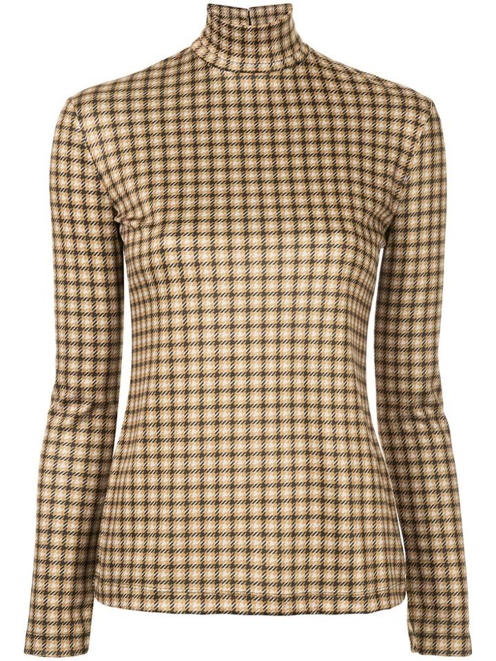Rokh Checked Print Blouse - Brown