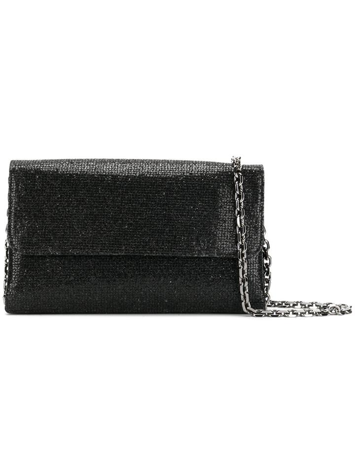 Casadei Foldover Glittered Clutch Bag - Black