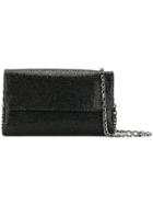 Casadei Foldover Glittered Clutch Bag - Black