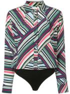 Nicole Miller Abstract Stripe Bodysuit - Multicolour