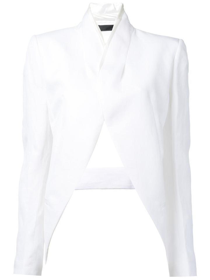 Haider Ackermann - Cut-out Detail Jacket - Women - Linen/flax/viscose - 38, White, Linen/flax/viscose