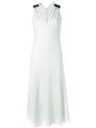 Neil Barrett V-neck Dress, Women's, Size: 42, White, Silk/spandex/elastane/viscose/polyurethane
