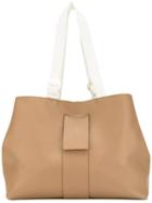 Mm6 Maison Margiela Large Grained Shoulder Bag, Women's, Nude/neutrals, Calf Leather