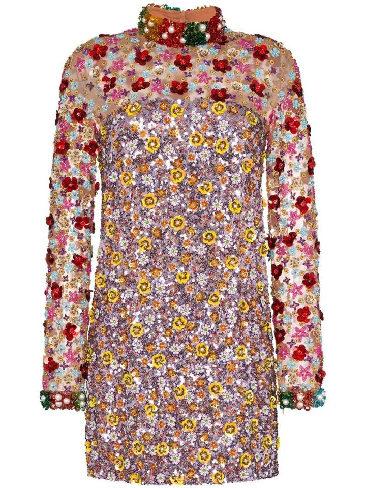 Ashish Sequin-embellished Mini Dress - Brown