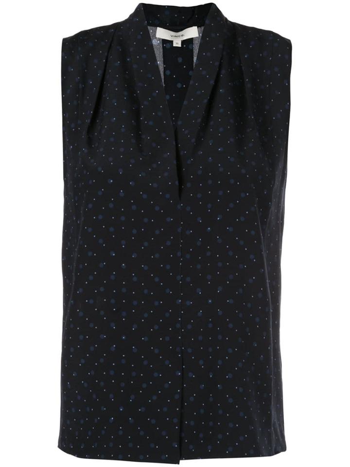 Vince Polka Dot Sleeveless Blouse - Blue