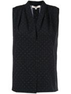 Vince Polka Dot Sleeveless Blouse - Blue