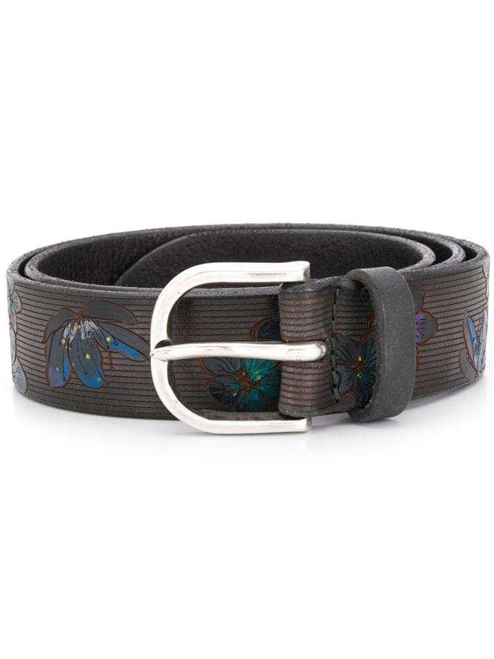 Orciani Embossed Floral Print Belt - Grey
