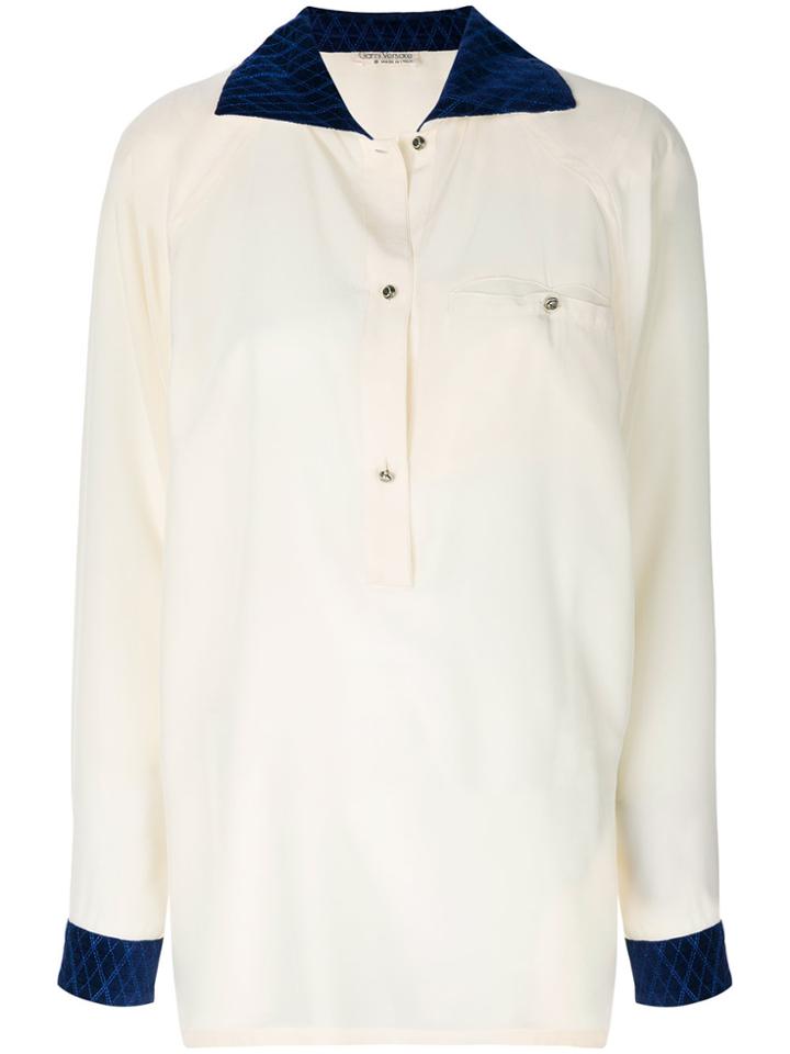 Versace Vintage Contrast Trim Blouse - Nude & Neutrals
