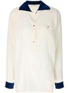 Versace Vintage Contrast Trim Blouse - Nude & Neutrals