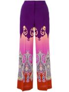 Etro Marrakesh Print Wide-leg Pants, Women's, Size: 42, Pink/purple, Silk