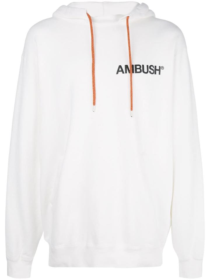 Ambush Logo Print Hoodie - White