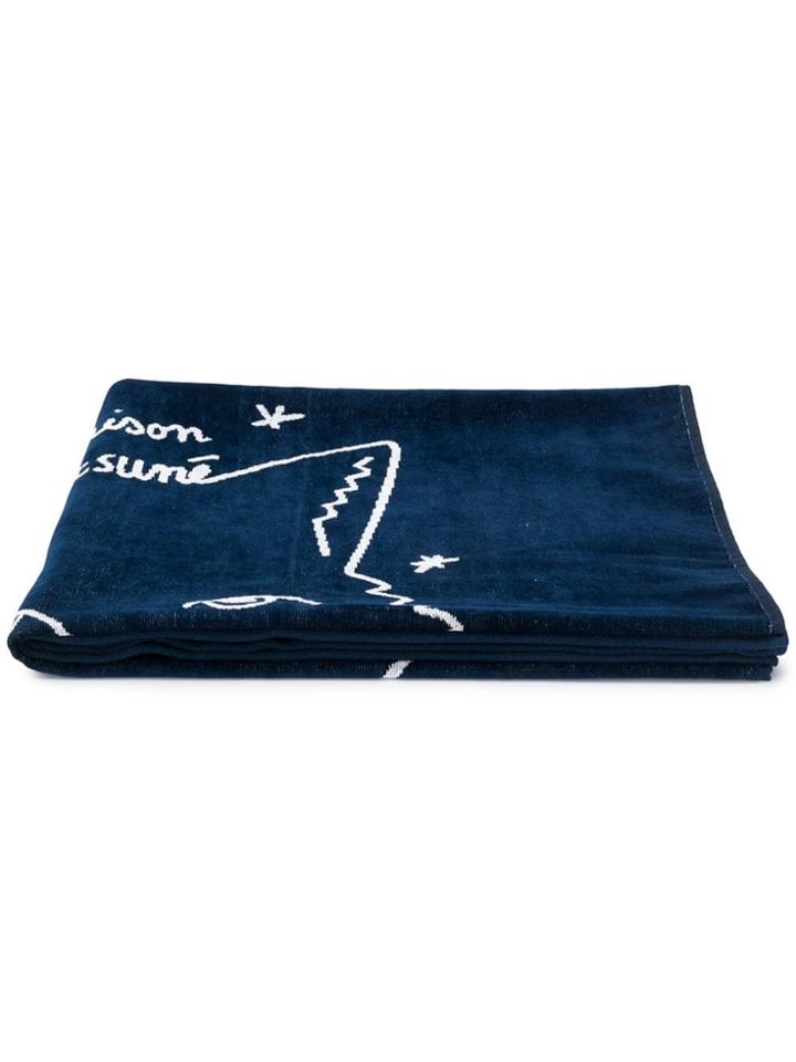 Maison Kitsuné Wolf Beach Towel - Blue
