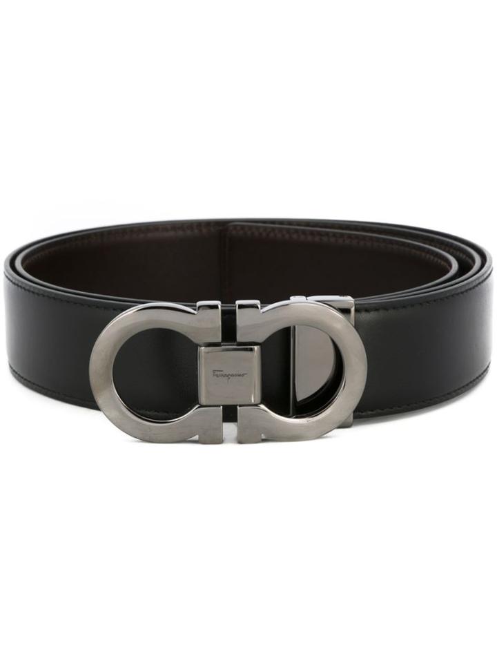 Salvatore Ferragamo Gancini Buckle Belt, Men's, Size: 100, Black, Calf Leather