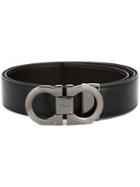 Salvatore Ferragamo Gancini Buckle Belt, Men's, Size: 100, Black, Calf Leather