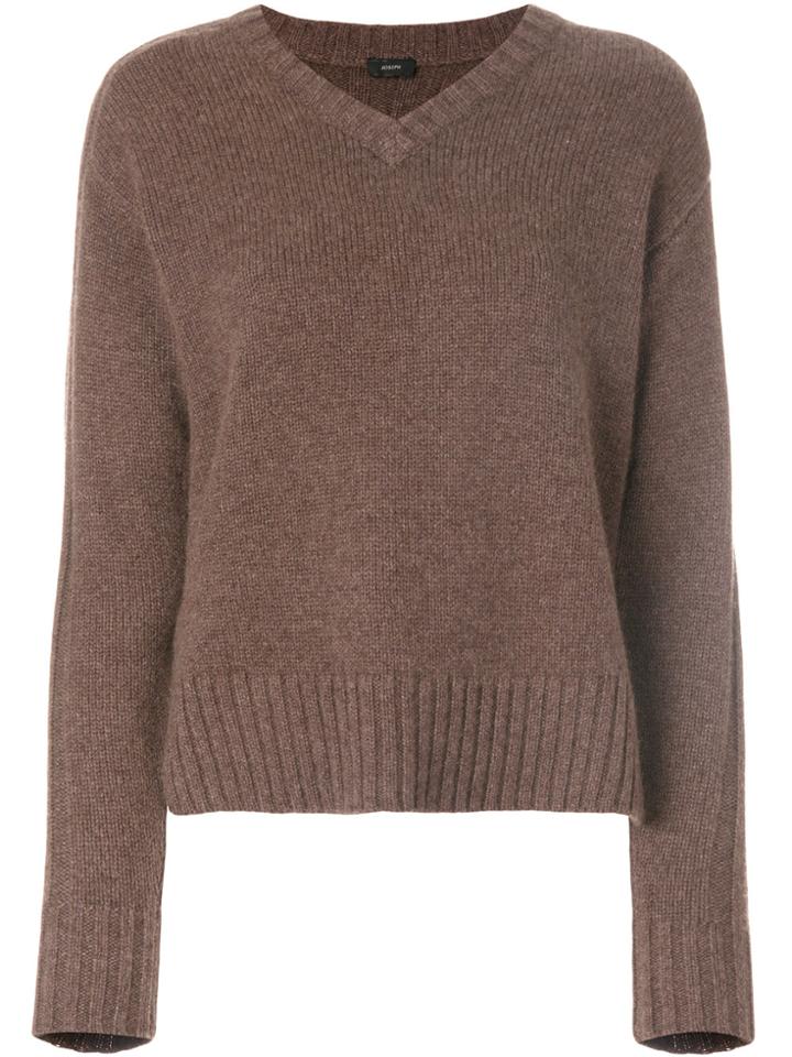 Joseph V-neck Cashmere Jumper - Brown