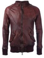 Giorgio Brato Zipped Leather Jacket, Men's, Size: 50, Red, Leather/cotton/polyester/silk