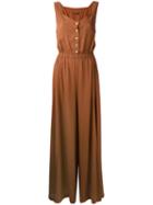 Balmain - Button Jumpsuit - Women - Lyocell - 36, Brown, Lyocell