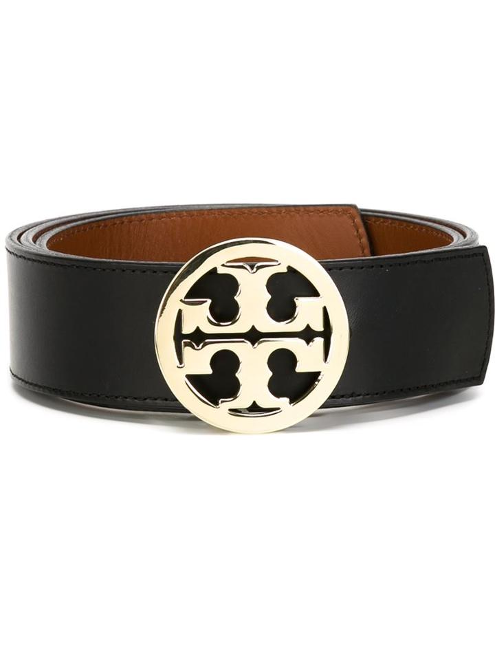 Tory Burch Logo Plaque Belt, Women's, Size: M, Black, Leather