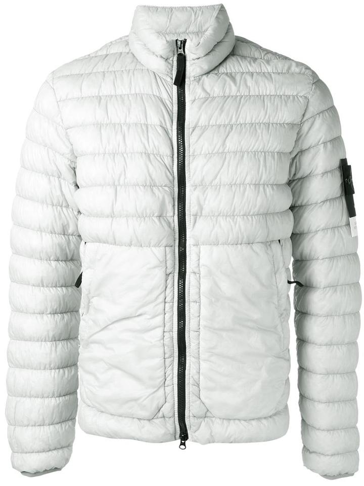 Stone Island High Neck Down Jacket, Men's, Size: Medium, Grey, Polyamide/polyurethane Resin/feather Down