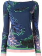 Emilio Pucci Feather Print Blouse, Women's, Size: 44, Blue, Silk/viscose