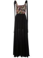 Elie Saab Pleated Trim Dress, Women's, Size: 38, Black, Silk/polyamide/cotton/silk