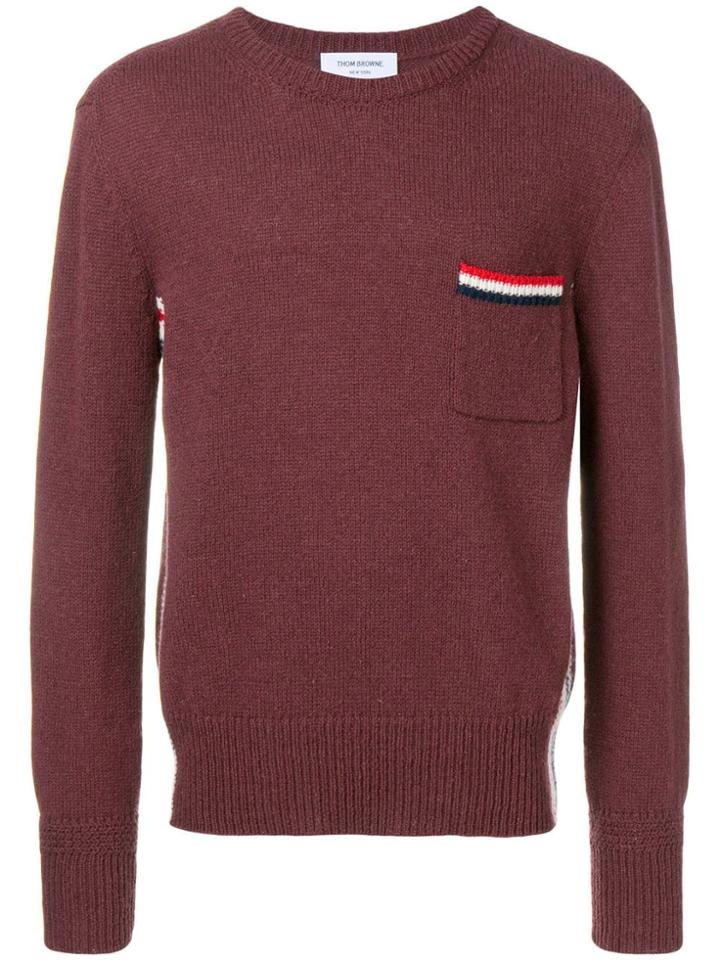 Thom Browne Relaxed Rwb Intarsia Stripe Pullover - Red