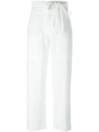 Mm6 Maison Margiela Tie Waist Straight Trousers, Women's, Size: 42, White, Cotton