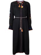 Ulla Johnson Embroidered Floral Maxi Slit Dress, Women's, Size: 8, Black, Silk