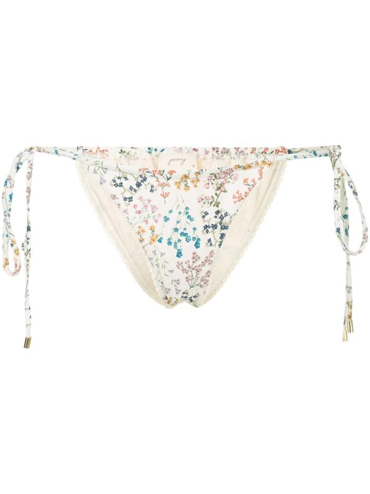 Peony String Wild Flowers Bikini Bottoms - Nude & Neutrals