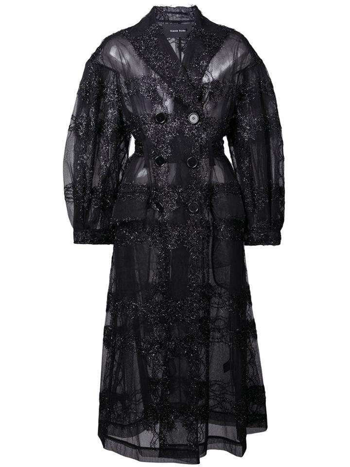 Simone Rocha Midi Sheer Coat - Black