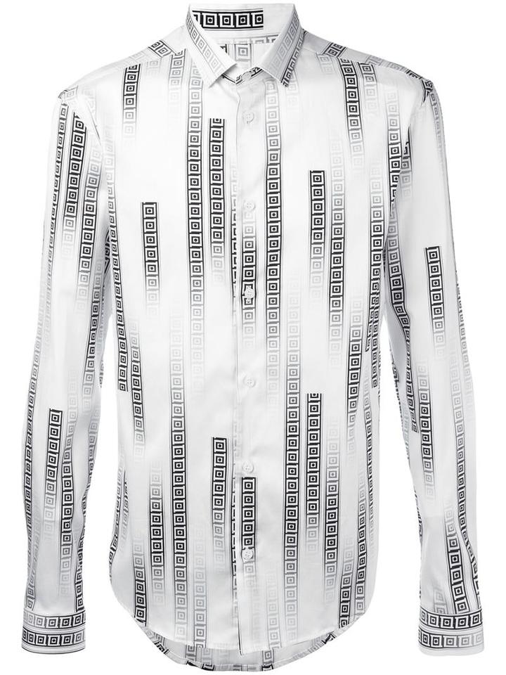 Versace Collection Printed Shirt, Men's, Size: 38, White, Cotton/spandex/elastane