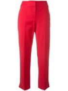 Armani Collezioni Cropped Tailored Trousers, Women's, Size: 42, Red, Cotton/polyamide/spandex/elastane