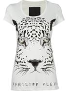 Philipp Plein 'leopard Eyes' T-shirt, Women's, Size: Medium, White, Cotton