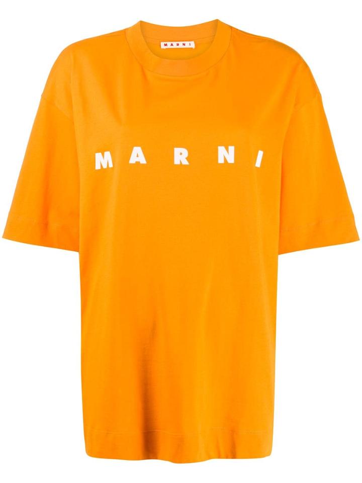 Marni Logo Print Oversized T-shirt - Orange