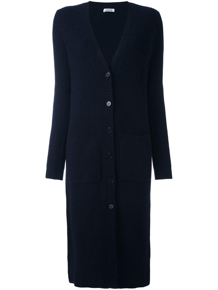P.a.r.o.s.h. V Neck Button Down Cardi-coat, Women's, Size: Small, Blue, Cashmere/wool