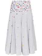 Rosie Assoulin Bead-embellished Striped Skirt - White